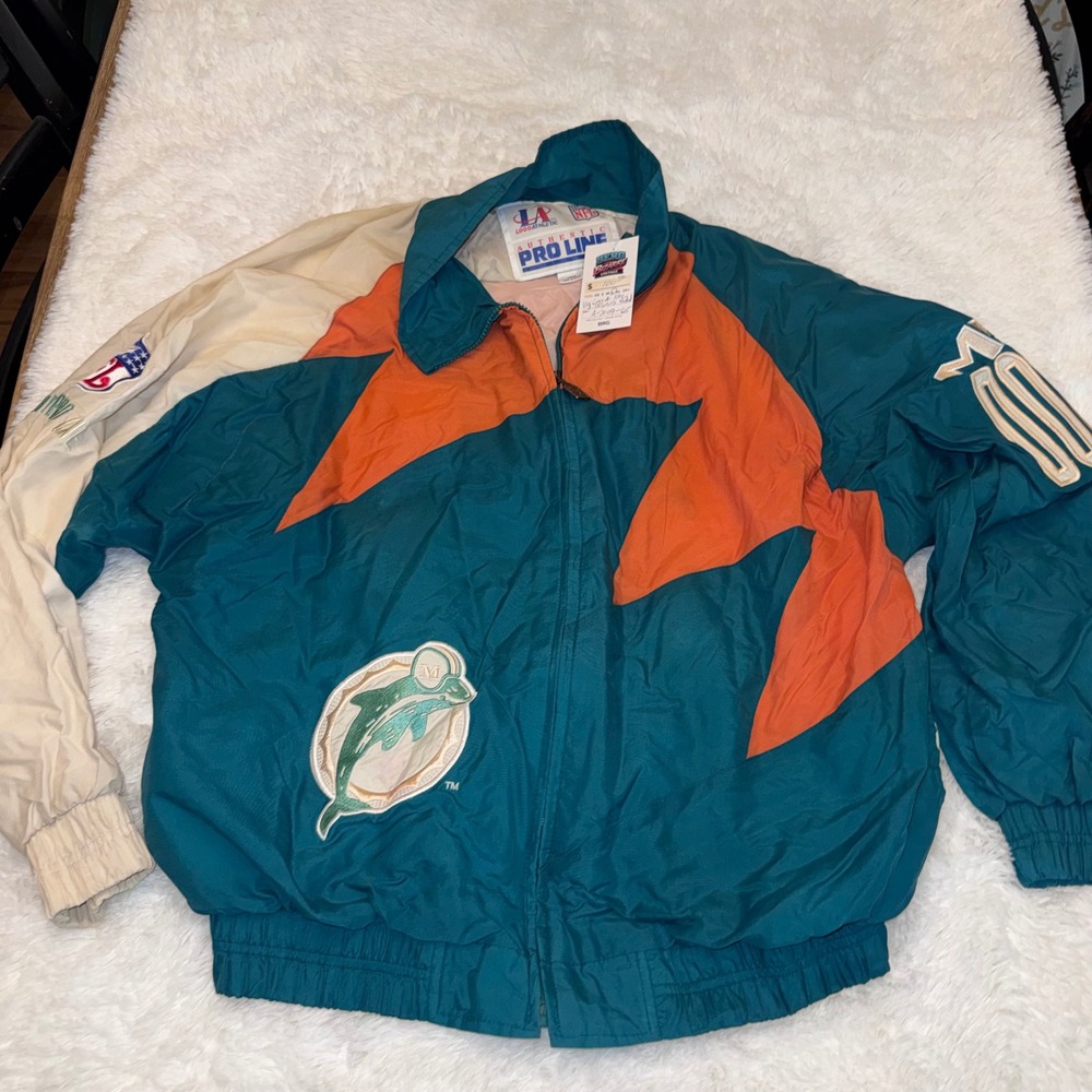 Logo‎ Athletic Windbreaker Mens Large faded sharktooth Miami Dolphins NFL Jacket